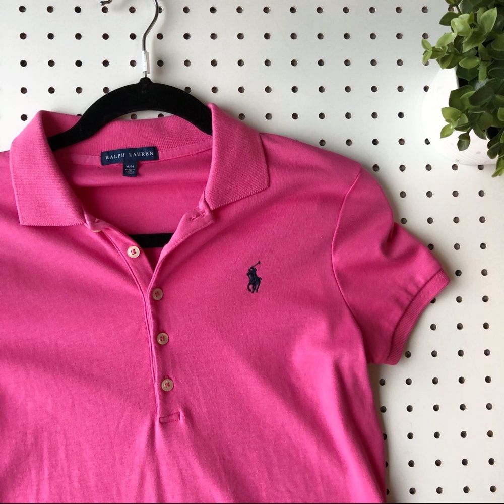 RALPH LAUREN Grand Prix pink polo dress blue horse
